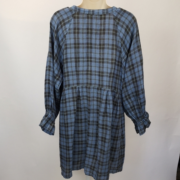 CP Shades x Free People Yoko Tunic Long Sleeve Line Dress Blue Plaid Lagenlook M - Picture 6 of 10